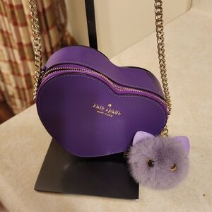 purple Kate Spade Love Shack Mini Heart Crossbody Bag. 